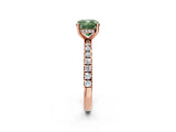 Rose gold Fancy Green Cushion Cut Diamond Pave Band Solitaire Ring with Four-Prong Setting_60
