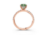 Rose gold Fancy Green Cushion Cut Diamond Pave Band Solitaire Ring with Four-Prong Setting_61