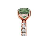 Rose gold Fancy Green Cushion Cut Diamond Pave Band Solitaire Ring with Four-Prong Setting_63