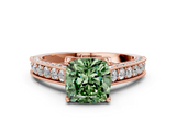 Rose gold Fancy Green Cushion  Cut Diamond Pave Band with Four-Prong Setting_20