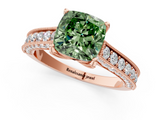 Rose gold Fancy Green Cushion  Cut Diamond Pave Band with Four-Prong Setting_21