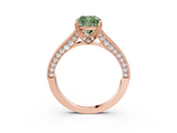 Rose gold Fancy Green Cushion  Cut Diamond Pave Band with Four-Prong Setting_23