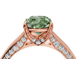 Rose gold Fancy Green Cushion  Cut Diamond Pave Band with Four-Prong Setting_24