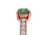 Rose gold Fancy Green Cushion  Cut Diamond Pave Band with Four-Prong Setting_25