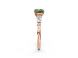 Rose gold Fancy Green Cushion  Cut Diamond Ring with Baguette Side Stones, Channel Set Band, and Four-Prong Setting_26