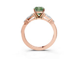 Rose gold Fancy Green Cushion  Cut Diamond Ring with Baguette Side Stones, Channel Set Band, and Four-Prong Setting_27