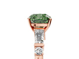 Rose gold Fancy Green Cushion  Cut Diamond Ring with Baguette Side Stones, Channel Set Band, and Four-Prong Setting_29