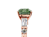 Rose gold Fancy Green Cushion  Cut Diamond Ring with Baguette Side Stones, Channel Set Band, and Four-Prong Setting_8