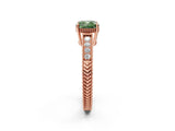 Rose gold Fancy Green Cushion Cut Diamond Ring with Milgrain Pavé Band and Four-Prong Setting_22