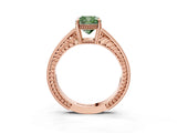 Rose gold Fancy Green Cushion Cut Diamond Ring with Milgrain Pavé Band and Four-Prong Setting_23