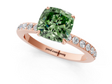 Rose gold Fancy Green Cushion  Cut Diamond Ring with Pavé Band and Four-Prong Setting_67