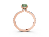 Rose gold Fancy Green Cushion  Cut Diamond Ring with Pavé Band and Four-Prong Setting_69