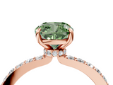Rose gold Fancy Green Cushion  Cut Diamond Ring with Pavé Band and Four-Prong Setting_70