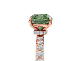 Rose gold Fancy Green Cushion  Cut Diamond Ring with Pavé Band and Four-Prong Setting_71