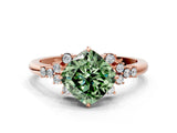 Rose gold Fancy Green Cushion Cut Diamond Ring with Side Stones and Four-Prong Setting_94