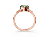 Rose gold Fancy Green Cushion Cut Diamond Ring with Side Stones and Four-Prong Setting_97