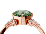 Rose gold Fancy Green Cushion Cut Diamond Ring with Side Stones and Four-Prong Setting_98