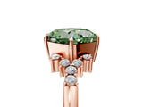 Rose gold Fancy Green Cushion Cut Diamond Ring with Side Stones and Four-Prong Setting_99