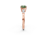 Rose gold Fancy Green Cushion  Cut Diamond Ring with Tapered Baguette Side Stones in Four-Prong Setting_5