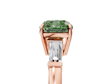 Rose gold Fancy Green Cushion  Cut Diamond Ring with Tapered Baguette Side Stones in Four-Prong Setting_8