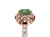 Rose gold Fancy Green Cushion Cut Diamond Scalloped Halo Engagement Ring with Round Shared Prong Band_17