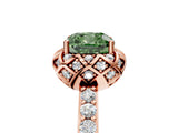 Rose gold Fancy Green Cushion Cut Diamond Scalloped Halo Engagement Ring with Round Shared Prong Band_29