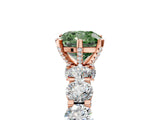 Rose gold Fancy Green Cushion Cut Diamond Side Stone Engagement Ring with Four-Prong Setting_41