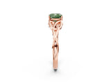 Rose gold Fancy Green Cushion Cut Diamond Solitaire Celtic Knot Ring with Four-Prong Setting_76