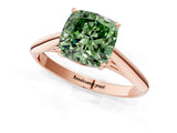 Rose gold Fancy Green Cushion Cut Diamond Solitaire Engagement Ring with Cathedral Setting and Four-Prong Mount_103