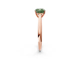 Rose gold Fancy Green Cushion Cut Diamond Solitaire Engagement Ring with Cathedral Setting and Four-Prong Mount_104