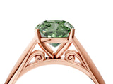 Rose gold Fancy Green Cushion Cut Diamond Solitaire Engagement Ring with Cathedral Setting and Four-Prong Mount_106