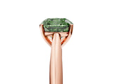 Rose gold Fancy Green Cushion Cut Diamond Solitaire Engagement Ring with Cathedral Setting and Four-Prong Mount_107