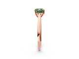 Rose gold Fancy Green Cushion Cut Diamond Solitaire Engagement Ring with Cathedral Setting and Four-Prong Mount_138