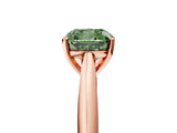 Rose gold Fancy Green Cushion Cut Diamond Solitaire Engagement Ring with Cathedral Setting and Four-Prong Mount_141