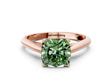 Rose gold Fancy Green Cushion Cut Diamond Solitaire Engagement Ring with Cathedral Setting and Four-Prong Mount_48