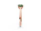 Rose gold Fancy Green Cushion Cut Diamond Solitaire Engagement Ring with Cathedral Setting and Four-Prong Mount_50