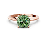 Rose gold Fancy Green Cushion Cut Diamond Solitaire Engagement Ring with Classic Band and Four-Prong Setting_24