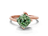 Rose gold Fancy Green Cushion Cut Diamond Solitaire Engagement Ring with Four-Prong Setting and Classic Band_19
