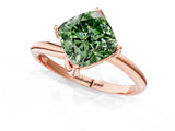 Rose gold Fancy Green Cushion Cut Diamond Solitaire Engagement Ring with Four-Prong Setting and Classic Band_20
