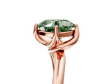 Rose gold Fancy Green Cushion Cut Diamond Solitaire Engagement Ring with Four-Prong Setting and Classic Band_24