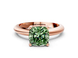 Rose gold Fancy Green Cushion Cut Diamond Solitaire Engagement Ring with Round Band and Four-Prong Setting_137