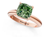 Rose gold Fancy Green Cushion Cut Diamond Solitaire Engagement Ring with Round Band and Four-Prong Setting_138