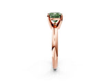 Rose gold Fancy Green Cushion Cut Diamond Solitaire Engagement Ring with Round Band and Four-Prong Setting_139