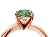 Rose gold Fancy Green Cushion Cut Diamond Solitaire Engagement Ring with Round Band and Four-Prong Setting_141