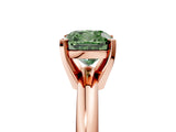 Rose gold Fancy Green Cushion Cut Diamond Solitaire Engagement Ring with Round Band and Four-Prong Setting_142