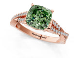 Rose gold Fancy Green Cushion Cut Diamond Solitaire Engagement Ring with Twisted Pavé Band and Four-Prong Setting_45