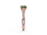 Rose gold Fancy Green Cushion Cut Diamond Solitaire Engagement Ring with Twisted Pavé Band and Four-Prong Setting_46