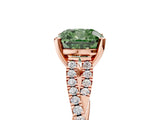 Rose gold Fancy Green Cushion Cut Diamond Solitaire Engagement Ring with Twisted Pavé Band and Four-Prong Setting_49