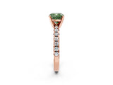 Rose gold Fancy Green Cushion Cut Diamond Solitaire Pavé Engagement Ring with Round Band and Prong Setting_16