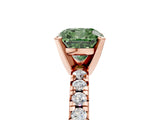 Rose gold Fancy Green Cushion Cut Diamond Solitaire Pavé Engagement Ring with Round Band and Prong Setting_19